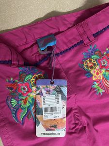 Bright Pink Embroidered Pants