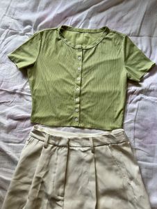 Green Button-Down Top