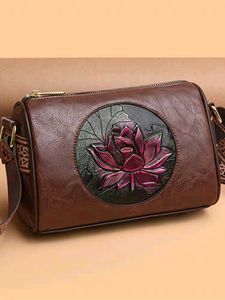 Embossed Floral Leather Crossbody Bag