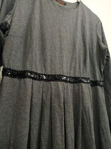 Simple Grey Full Sleeves Dress