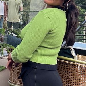 Chic Green Wrap Top