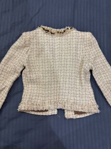 Elegant Tweed Pearl Jacket Blazer