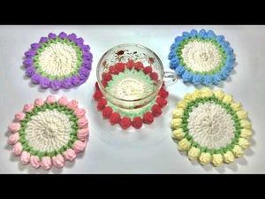 🌷 Handmade Crochet Tulip Coaster 🌷