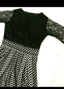 U &amp; F Black N White Long Maxi Dress For Women