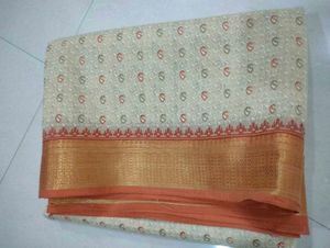 Elegant Cream &amp; Gold Saree