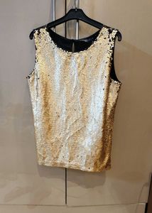 Gold Sequin Tank Top by Dorothy Perkins