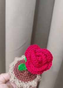 Crochet Red Rose in Pot