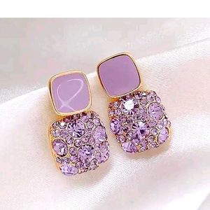 Purple Square Earrings