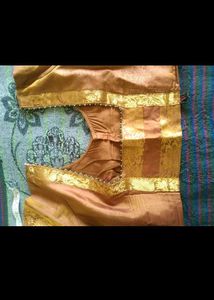 brown colour pure silksaree with blo