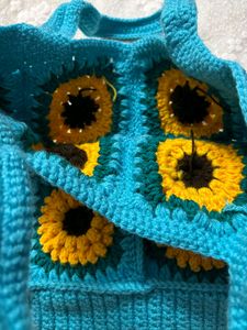 Pintresty Sunflower🌻Crochet Tote Bag