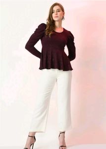 Burgundy Sparkle Peplum Top