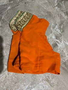 Orange Embroidered Saree