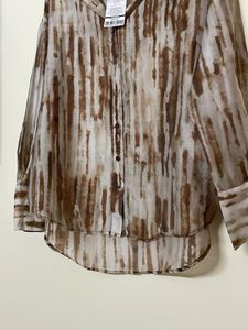 Print Shirt Brown Art Silk For Women