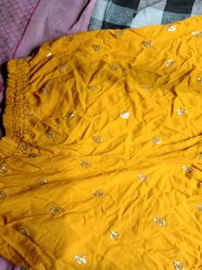 Embroidered Yellow Palazzo Pants