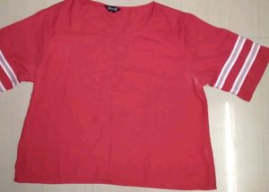 Retro Red Striped Sleeve Tee