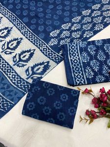 Indigo Block Print Dress Material