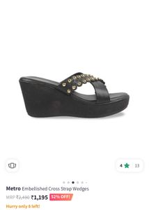 Metro Black Wedges Size UK 4 **One Time Used**