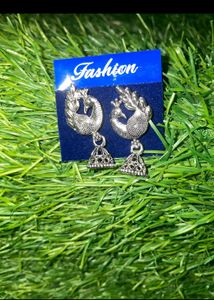 Combo Of 3 Silver Jhumka Earrings