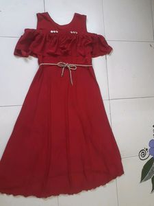 Crimpson Red Coloured Off Shoulder Party Wear ❤.. With Free Cute Gifts ...