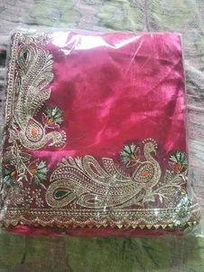 Elegant Pink Embroidered Saree