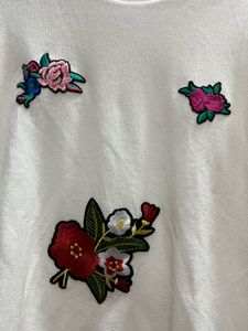 White Floral Embroidered Top