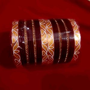 Elegant Brown & Gold Bangle Set