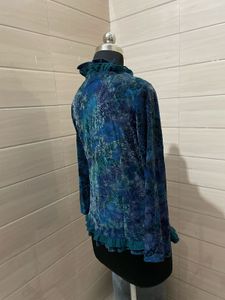 y2k korean vintage Ruffled Velvet top