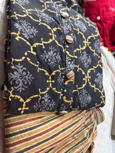 Cotton Suit Set Black Mustard