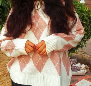Korean Check Aesthetic Oversized Sweaters