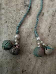 Sky Blue Dhoris With Pearls