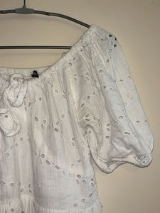 Schiffli  White Mini Dress