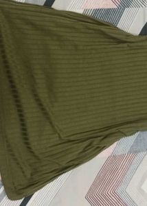 Olive Green Ribbed Midi Dress