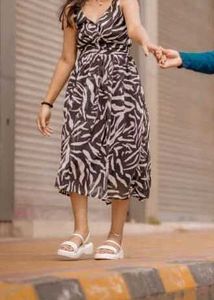 Zebra Print Midi Dress