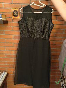 Black Sequin Party long top