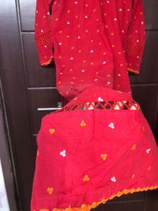 Red Embroidered Kurti