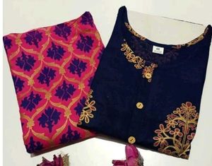 Navy Blue Printed Kurti with Pants