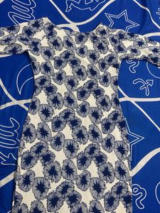 Blue & White Floral Print Dress