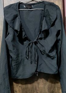 Black Tie-up Shrug (Jacket) Top