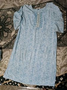 Blue Printed Kurti Set