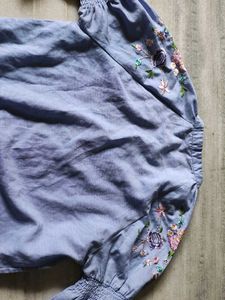 Embroidered Blue Top