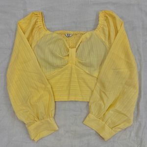 yellow sweetheart neck top