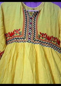 ₹350 Yellow Embroidery Gown Frock