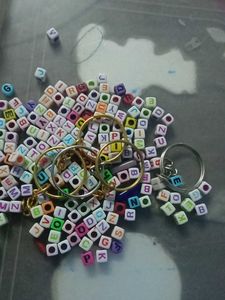 MIX OF LETTER BEADS WITH KEYCHAIN RINGS AND STRING