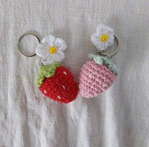 Crochet Strawberry Keychain