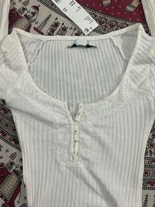 Urban Outfitters White Ribbed Top