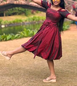 Elegant Maroon Party Dress