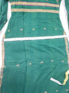 Dark Green Woven Pure South Cotton Kurta Set