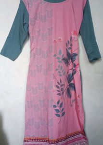 Pink Floral Print Kurta