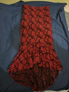 Red Lace Ruffle Skirt