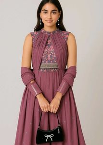 Purple Crop Top Plazo Set